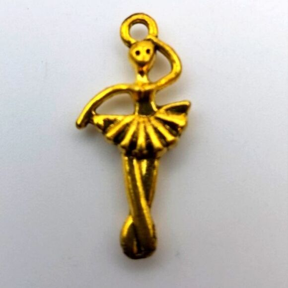 Prima ballerina yellow gold tone charm pendant - Picture 1 of 2